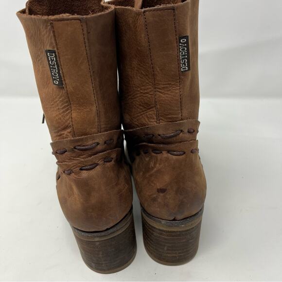 Destroy Stitch Lace Up‎ Boots Leather Womens Size 40 / US 9 - Picture 4 of 9